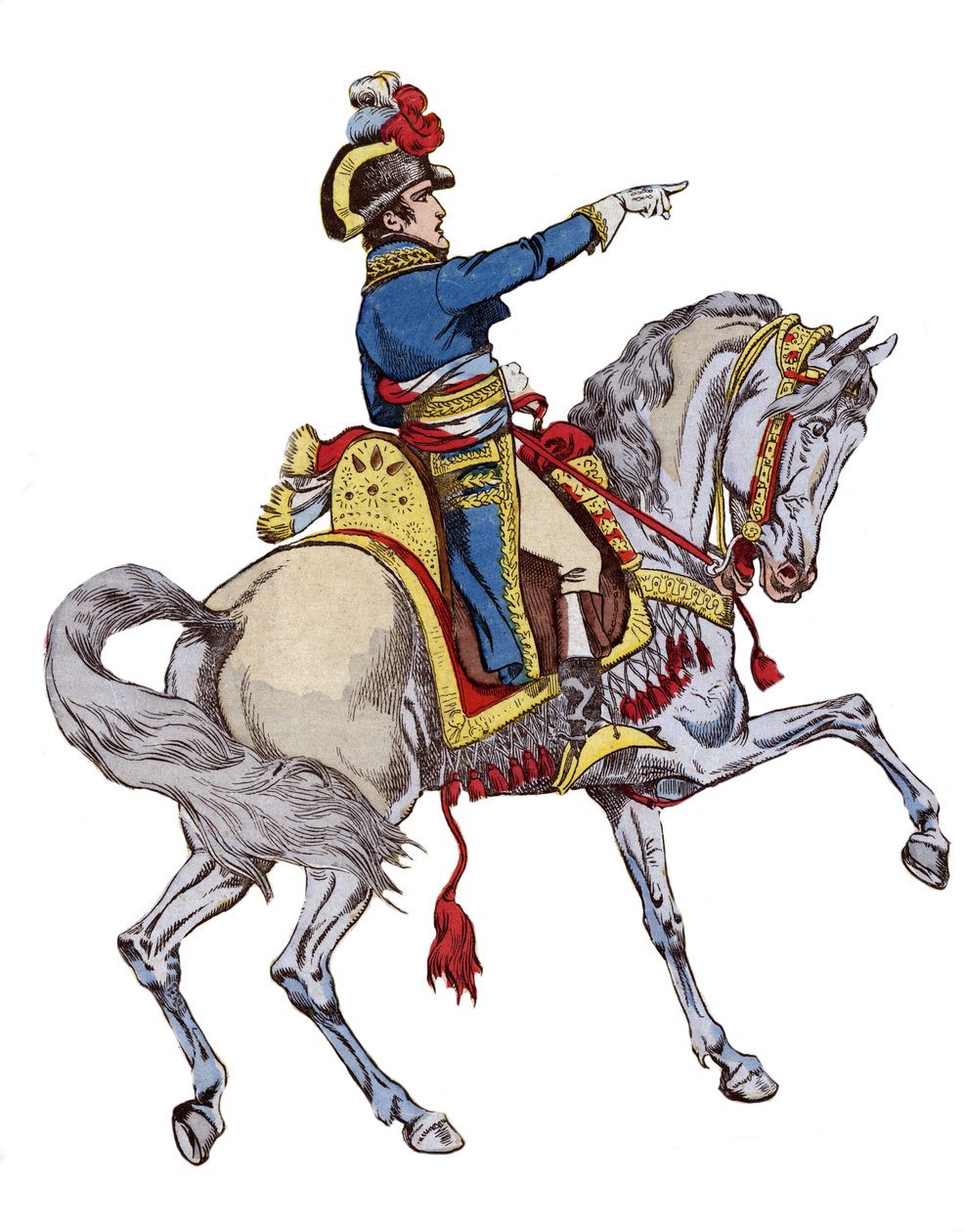 Napoleon hevosen selässä - Jobin (Jacques Onfroy de Breville) litografia elokuvasta "" Le Grand Napoleon des Petites Enfants"" 1893 tekijältä pseudonym for Onfray de Breville Jacques Job