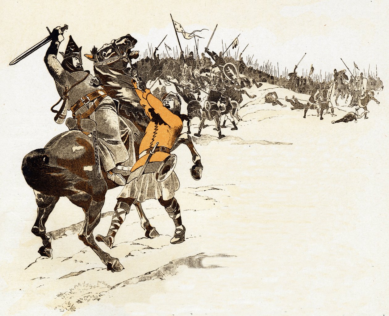 Frankien kuninkaan Ludvig VI Grosin (1081-1137) shakkikuninkaan vastausta ei koskaan oteta vastaan tappamalla englantilainen sotilas, joka oli tarttunut hänen hevosensa suitset sanoen "" Kuningas on kiinni! "" Brennevillen taistelussa Normandiassa 20. huht tekijältä pseudonym for Onfray de Breville Jacques Job