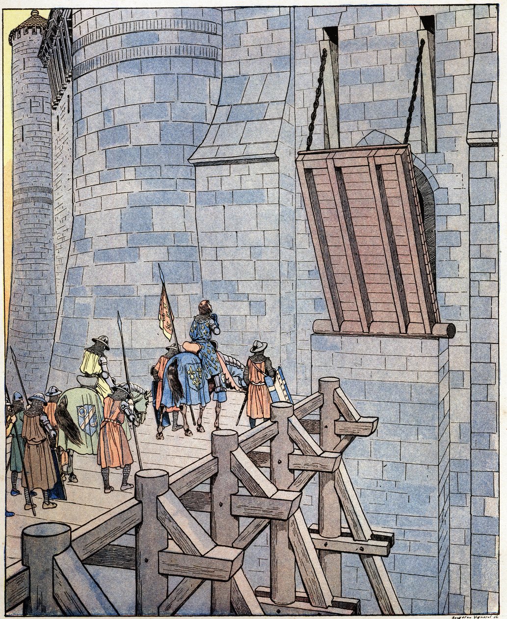 Avaa, se on Ranskan omaisuus! (tai "Avaa, se on epäonni, Ranskan kuningas!") Ranskan kuninkaan sanat Philip VI dit Philippe de Valois (1293-1350) saapuu Leviksen sillan eteen Chateau de Broyessa lähellä Crecya. Hän loukkaantui taistelussa tekijältä pseudonym for Onfray de Breville Jacques Job