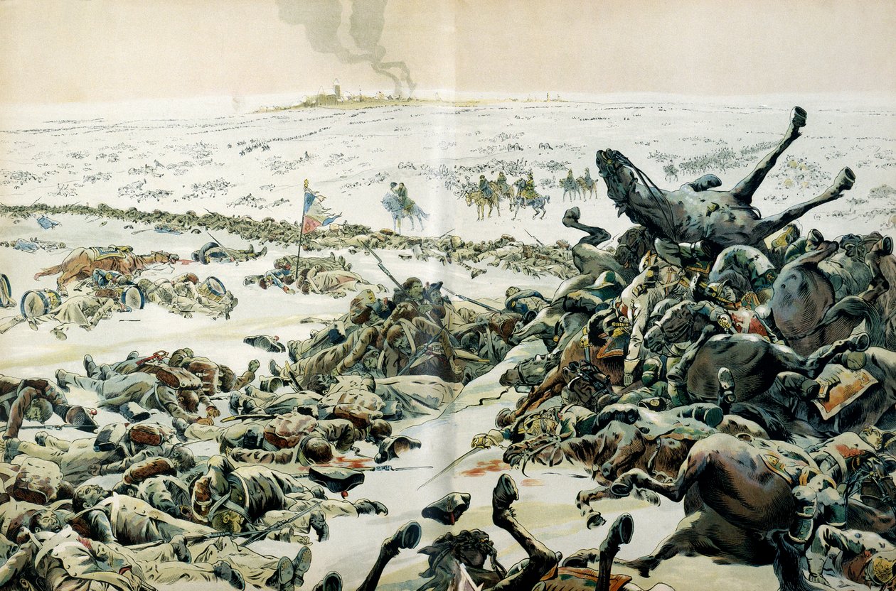 Preussin ja Puolan kampanja (1806-1807): Eylaun voiton jälkeisenä päivänä Napoleon I Bonaparte (1769-1821) vieraili taistelukentällä ja lukuisissa tappioissa maassa 9. helmikuuta tekijältä pseudonym for Onfray de Breville Jacques Job