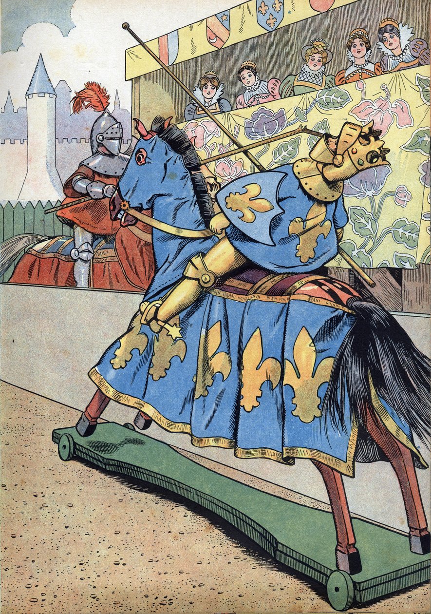 Kohtaus Ranskan historiasta leluissa: Ranskan kuninkaan Henrik II:n (1519-1559) kuolema. Hänen tyttärensä Elisabethin ja espanjalaisen Philip II:n hääpäivänä, 30. kesäkuuta tekijältä pseudonym for Onfray de Breville Jacques Job