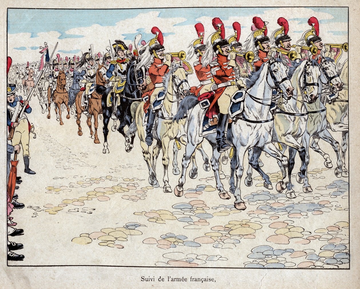 Ranskan armeija saapuu Berliiniin, 27. lokakuuta 1806 - Jobin (Jacques Onfroy de Breville) litografia teoksesta "" Le Grand Napoleon des Petites Enfants"" 1893 tekijältä pseudonym for Onfray de Breville Jacques Job