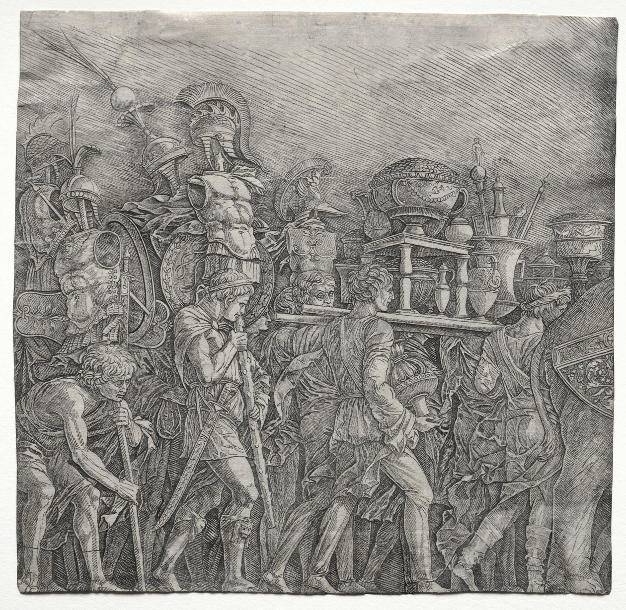 Caesarin voitot: Korseletin kantajat tekijältä school of Andrea Mantegna