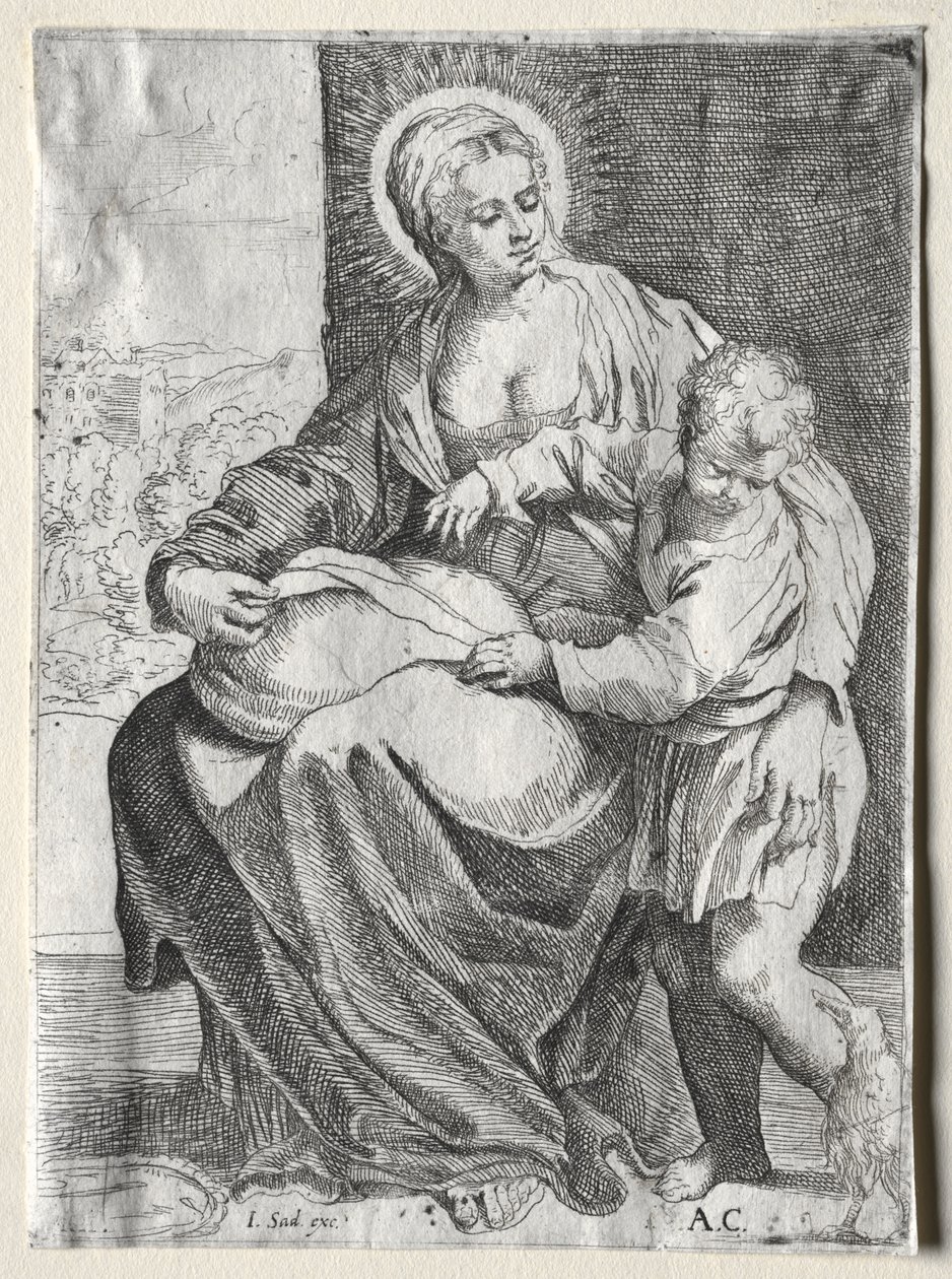 Madonna valkoisen korpin kanssa tekijältä school of Annibale Carracci