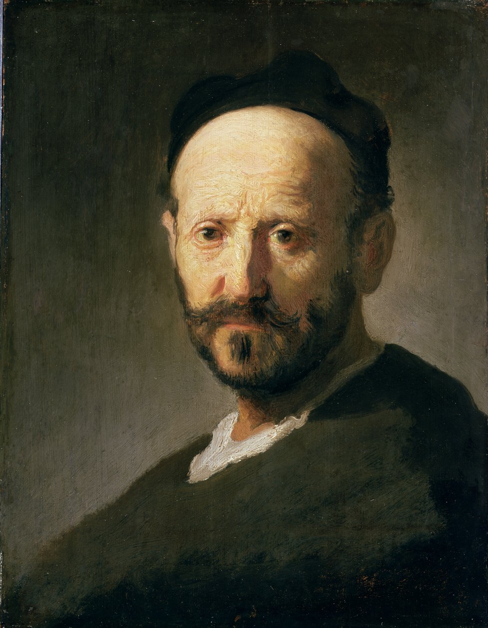 Lippalakkia käyttävän miehen pää tekijältä studio of Rembrandt Harmensz. van Rijn