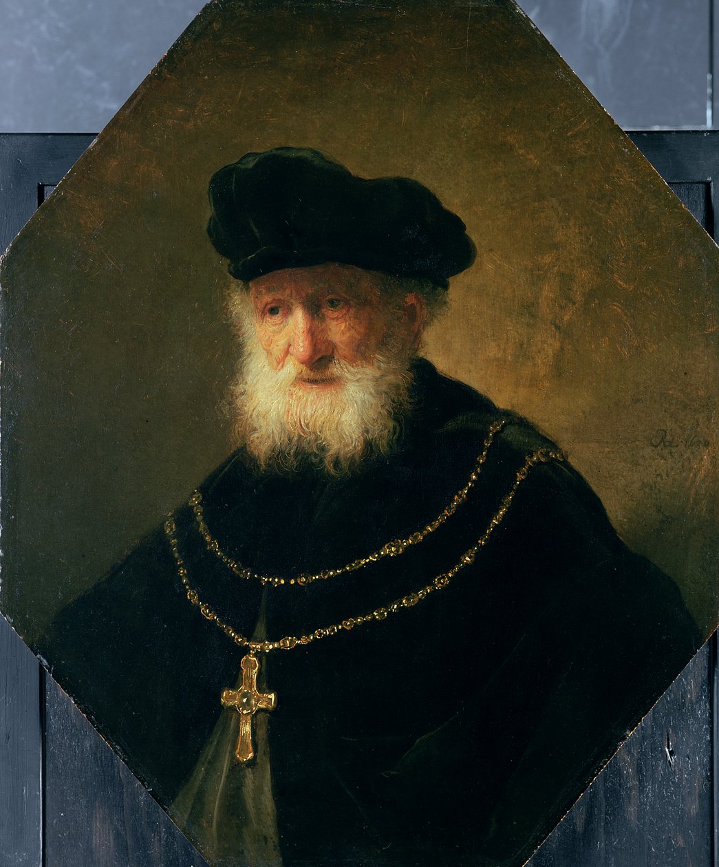 Ristiä kantavan vanhan miehen pää, 1630 tekijältä studio of Rembrandt Harmensz. van Rijn