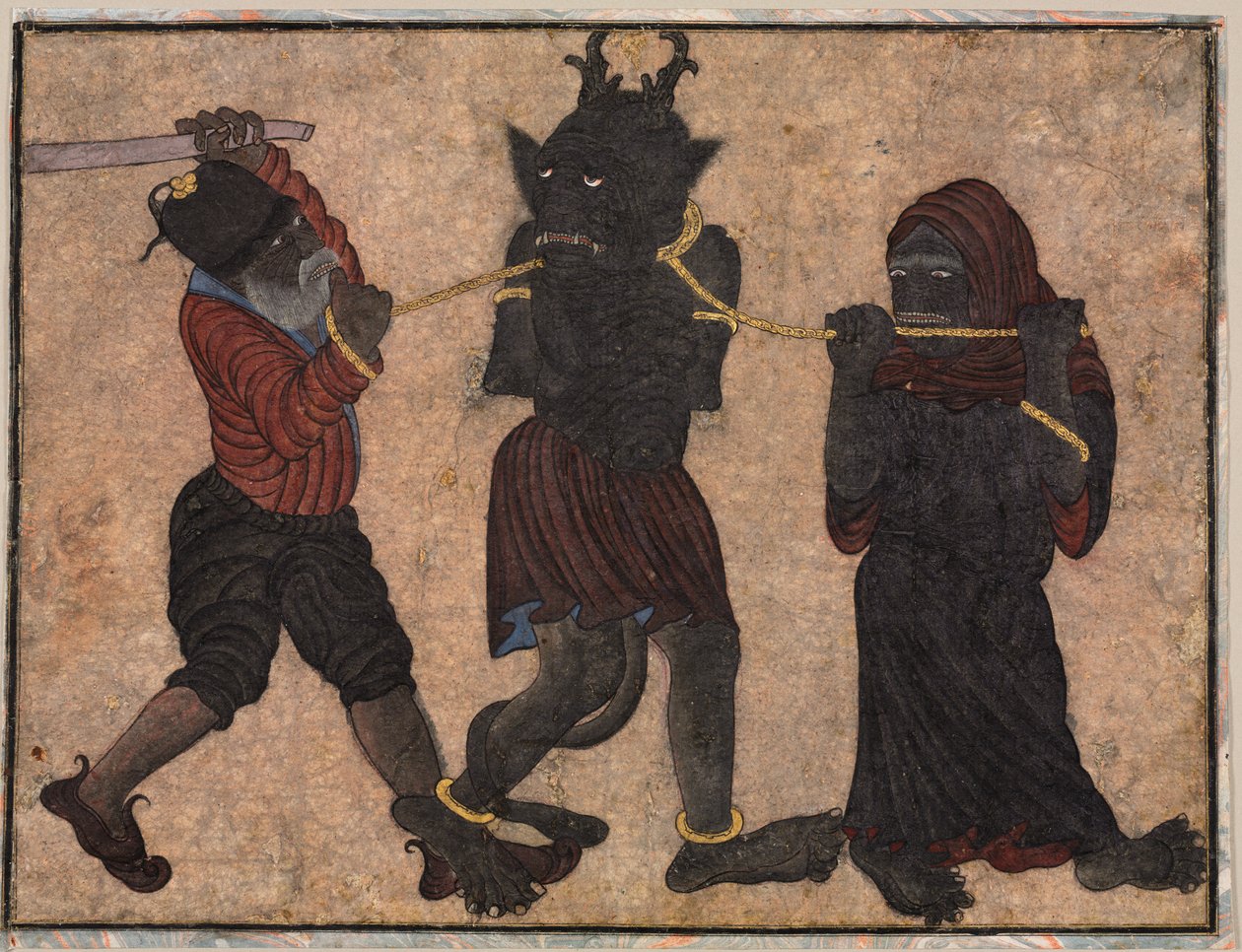 Demoni ketjuissa tekijältä style of Muhammad Siya Qalam