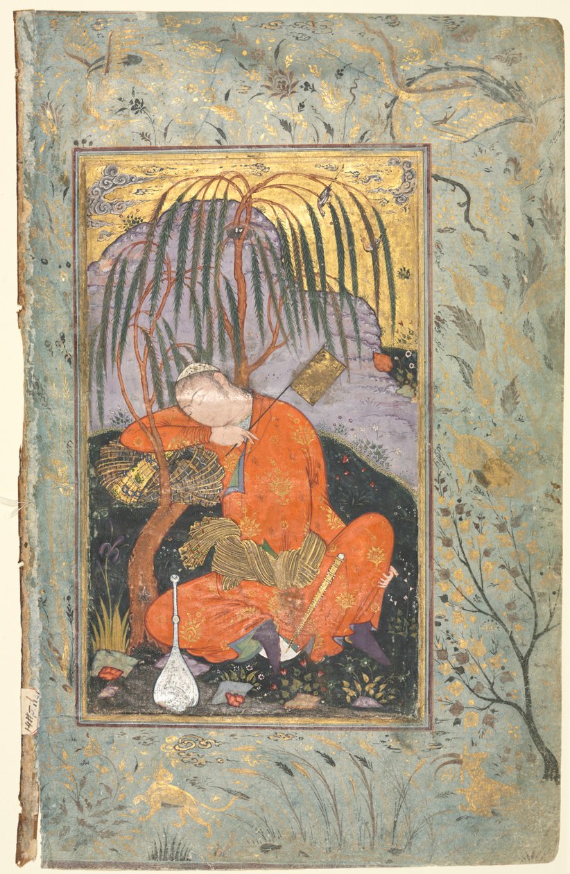 Sleeping Youth (verso), kuvitus yhden sivun käsikirjoituksesta tekijältä style of Riza yi Abbasi