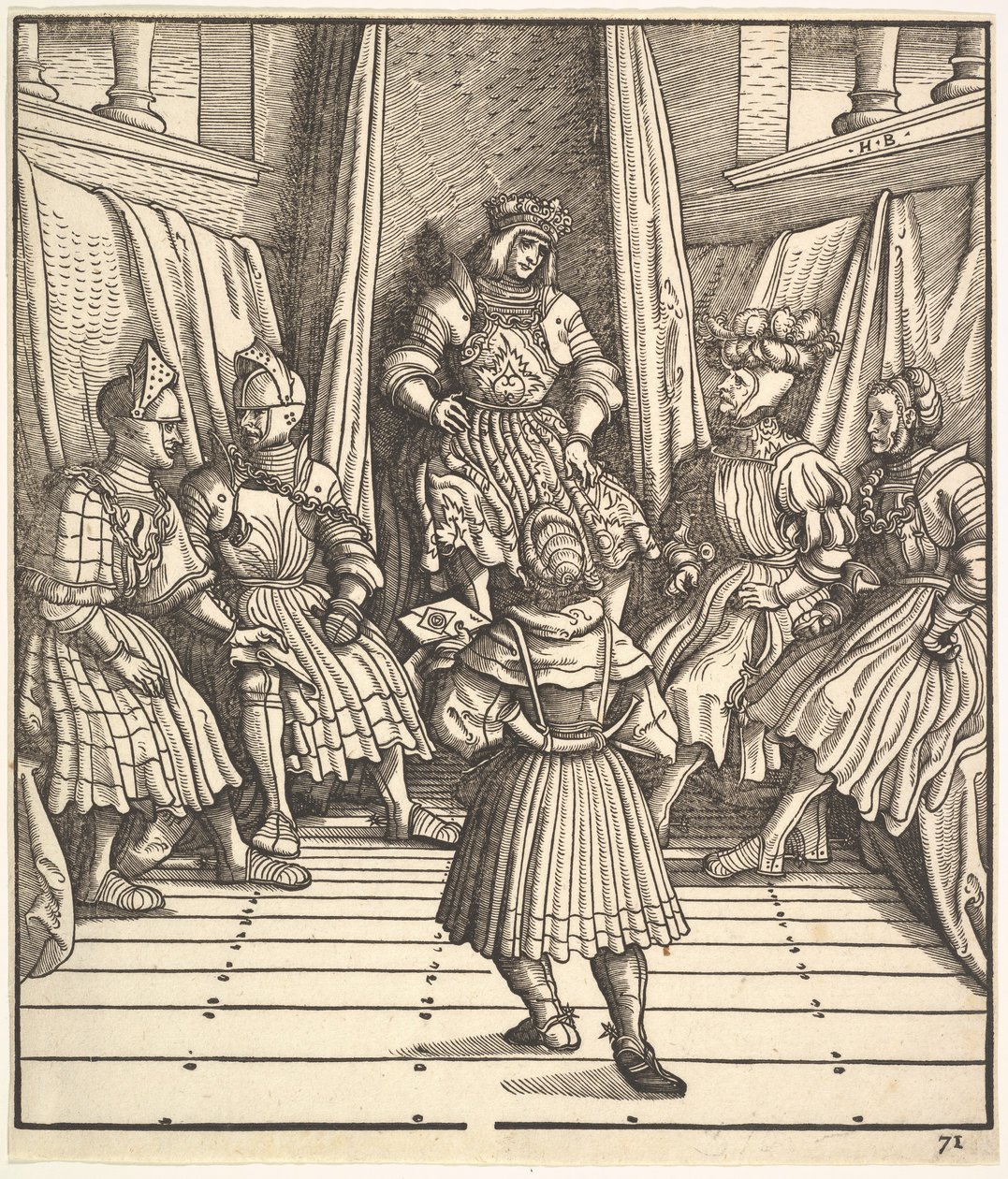 Kuvitus valkoisesta kuningas Der Weiß Königistä, 1400-1500-luvulta. tekijältä the Elder Hans Burgkmair