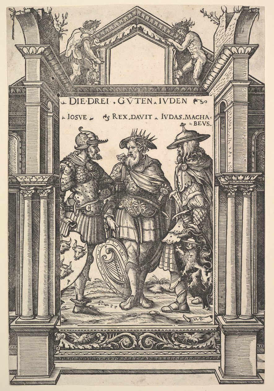 Kolme juutalaista sankaria, sarjasta Heroes and Heroines, 1516. tekijältä the Elder Hans Burgkmair