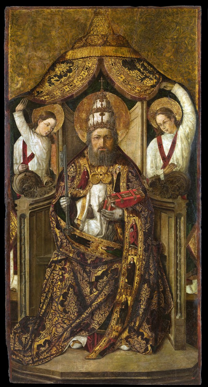 Saint Peter Enthroned - Rodrigo de Osonan (Orsona) maalaus (aktiivinen 1465-1514) - n. 1470-1480 - Öljy puulle - 214,2x112 - Katalonian kansallinen taidemuseo, Barcelona tekijältä the Elder Rodrigo de Osona