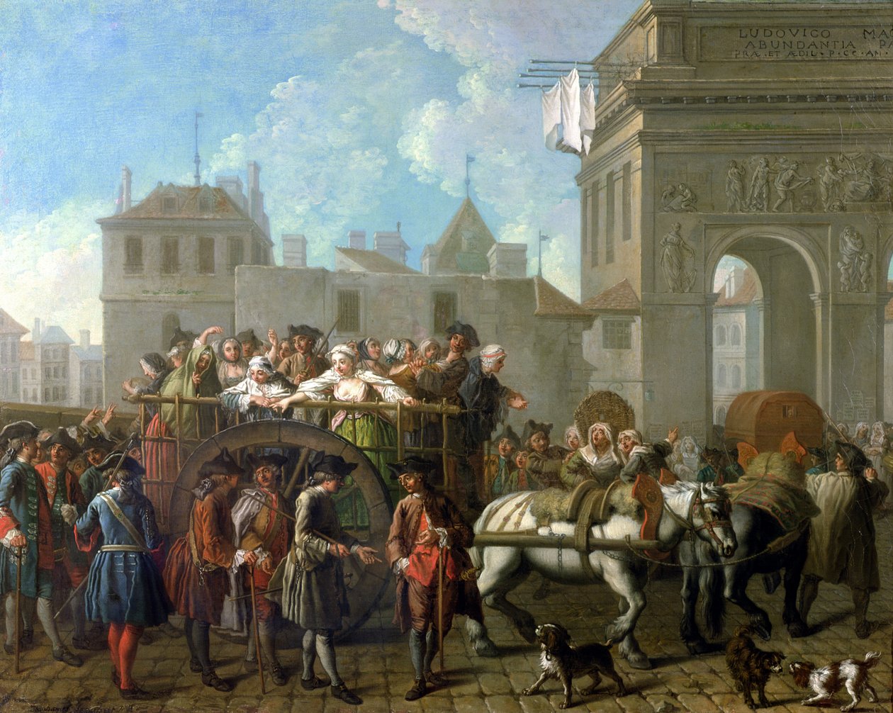 Prostituoitujen kuljetus Salpetriereen, n. 1760-70 tekijältä Étienne Jeaurat