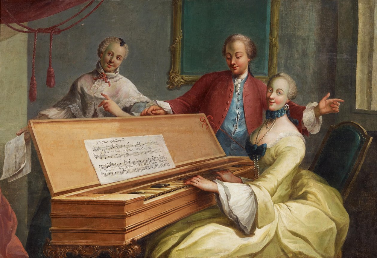 "Aria Allegretto". Vornehme Dame am Cembalo tekijältä Unknown