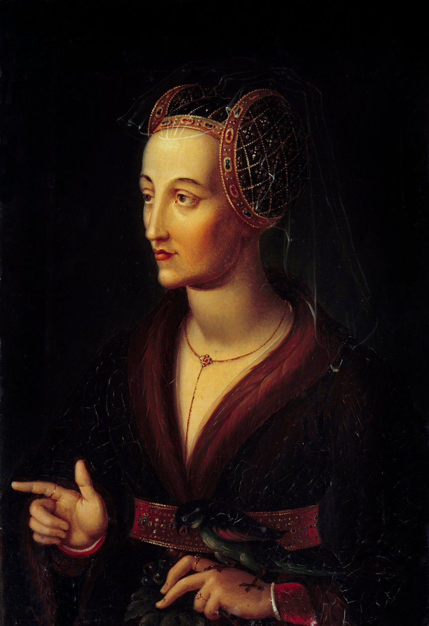 Portugalin Isabellan, Burgundin herttuattaren (1397-1472) muotokuva Vincent Nicolas Raveratin (1801-1865) maalaus 1800-luvun aurinko. 0,43x0,3 m tekijältä vincent Nicolas Raverat