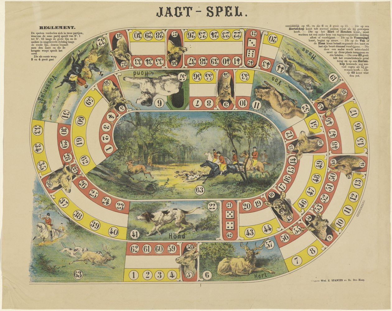 Jagt-Spel (otsikko esineessä) tekijältä weduwe Elias Spanier and Zn