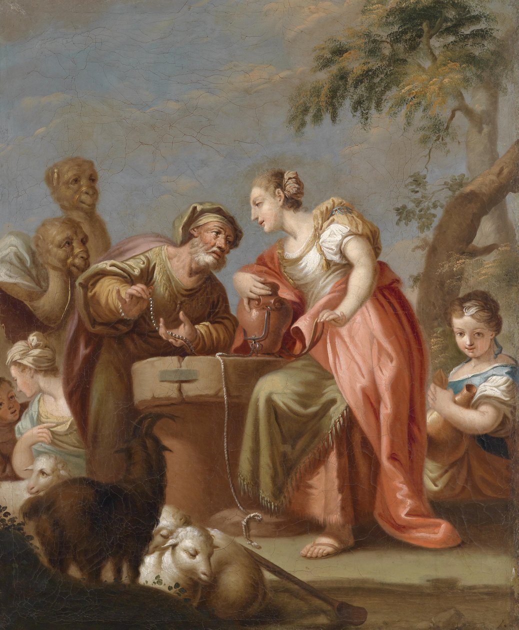 Rebekka und Eliezer am Brunnen tekijältä Franz Sebald Unterberger