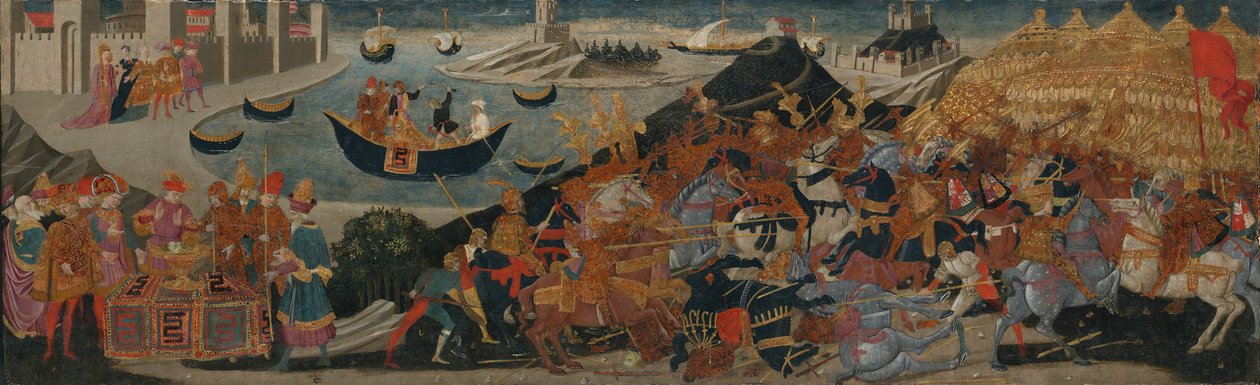 Pharsaloksen taistelu ja Pompeuksen kuolema, 145560 tekijältä workshop of Apollonio di Giovanni