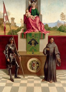 Madonna ja lapsi Pyhän Franciscuksen ja Pyhän Nikasiuksen välillä (Castelfranco Madonna) n. 1503-04 (öljy puulle) tekijältä Giorgione