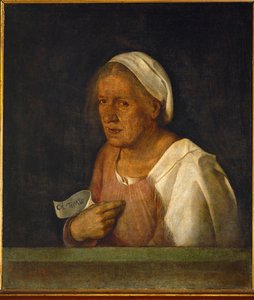 Vanha nainen (maalaus kankaalle) tekijältä (1476/8-1510) Giorgione