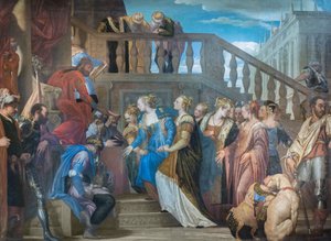 Esther ja Ahasverus, 1560-69 (öljy kankaalle) tekijältä (1528-88) Veronese
