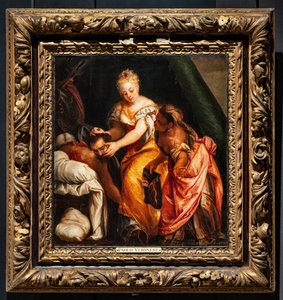 Judith Holofernesin pään kanssa
