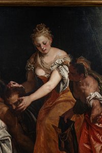 Judith Holofernesin pään kanssa, yksityiskohta