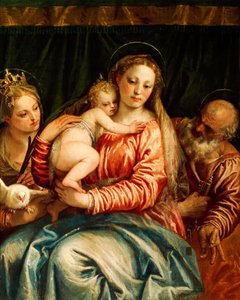 Madonna ja lapsi, pyhimys ja pyhä Pietari, Paolo Caliari tunnetaan nimellä Veronese (1528-1588), öljy kankaalle