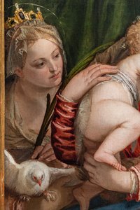 Madonna ja Jeesus-lapsi S. Catherine of Alessandrian ja Pietarin välillä, yksityiskohta