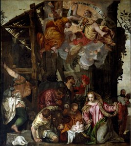Paimenten ihailu. Paolo Caliarin maalaus nimeltä Paolo Veronese (1528-1588), noin 1565. Mitat: 350x290cm. Öljy kankaalle. Venetsia, SS:n basilika. Giovanni e Paolo (San Zanipolo), Rosaryn kappeli. Venetsia (Pyhien Giovannin ja Paolon basilika ( tekijältä Veronese