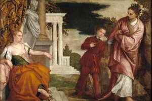 Nuori mies paheen ja hyveen välissä - Nuori mies hyveen ja paheen välillä - Veronese, Paolo (1528-1588) - noin 1581 - Öljy kankaalle - 102x153 - Museo del Prado, Madrid tekijältä Veronese