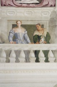 Barbaron perheen jäsenet, Sala di Olimposta, n. 1561 (fresko) (yksityiskohta) tekijältä Veronese
