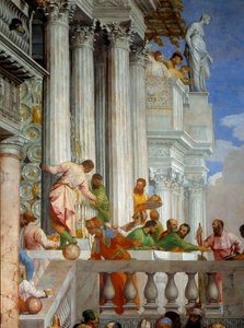 Canan häät, yksityiskohta: pylväät ja parveke. Fresko Paolo Veronese (1528-1588) Ec. pe tekijältä Veronese