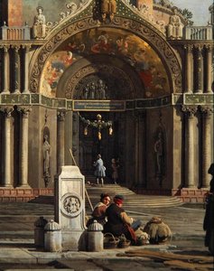 Yksityiskohta teoksesta Capriccio kirkosta (öljy kankaalle) tekijältä Canaletto