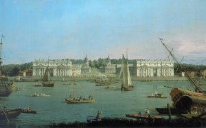 Greenwichin sairaala Thamesin pohjoisrannalta nähtynä, noin 1752 (öljy kankaalle).