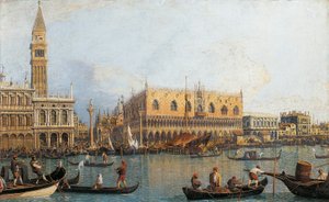 Italia, Firenze, Maalattu näkymä Venetsian herttuapalatsiin (maalaus)