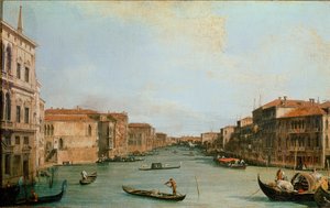Canal Grande Palazzo Balbista (Il Canal Grande da Palazzo Balbi) nähtynä. Näkymä Venetsiaan kanavan varrella. Giovanni Antonio Canalin maalaus, joka tunnetaan nimellä Canaletto (1697-1768). Öljy kankaalle. Mitat: 45 x 73 cm. Firenze, Uffizi-galleria (Firen tekijältä Canaletto