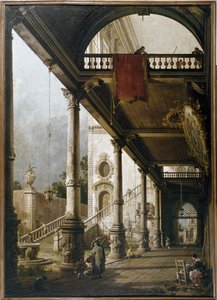 Capriccio pylväikköllä ja pihalla (öljy kankaalle tekijältä Canaletto