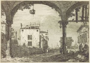 The Lantern Portico, n.1744 (etsaus) tekijältä Canaletto