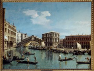 Le pont du Rialto Venetsia: Antonio Canal Dit Il Canaletton maalaus (1697-1768) 1700-luvun su. 1,19x1,54 m - Rialton silta Venetsiassa. Antonio Canalin maalaus nimeltä Canaletto (1697-1768)