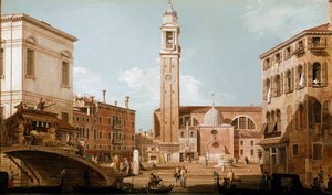 Näkymä Campo dei santi apostolille Venetsiassa (öljy kankaalle tekijältä Canaletto