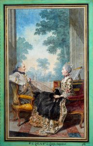 Monsieur ja Madame Despourdons akvarelli Louis Carrogis Carmontelle (1717-1806) 1766 Paris, Musee Carnavalet tekijältä Carmontelle
