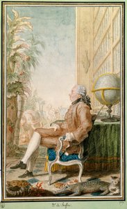Georges-Louis Leclercin muotokuva, Buffonin kreivi (1707-1788), luonnontieteilijä, Jardin du Roin intendantti. Louis Carrogis Carmontellen (1717-1806) vesiväri. Chantilly. Conde museo