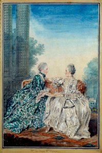 Louis Carrogis Carmontellen (1717-1806) akvarelli Madame de Bregetin ja Madame d