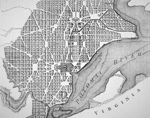 Washingtonin kaupungin suunnitelma alun perin vuonna 1793 (kaiverrus)