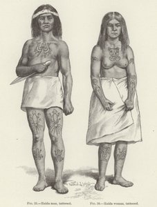 Tatuoitu Haidan nainen ja mies (kaiverrus)