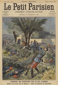Marokkolaisten tunkeutuminen Algeriaan (väri litho)