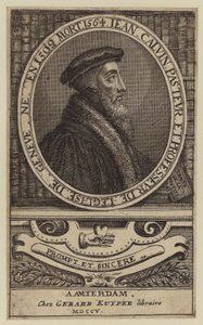 John Calvin, ranskalainen teologi ja protestanttisen uskonpuhdistuksen pastori (kaiverrus)