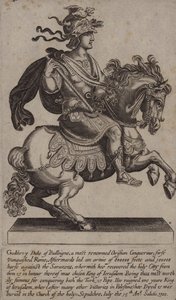 Godfrey of Bouillon, ranskalainen ritari, ristiretkelä ja Jerusalemin kuningas (kaiverrus)