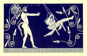Hiljainen swingin neito, kuvitus J. E. Harrisonin ja D. S. MacCollin teoksesta "Greek Vase Paintings", julkaistu 1894 (digitaalisesti paranneltu kuva) tekijältä (after) English School