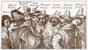 Gunpowder Plot Conspirators, vuoden 1606 kaiverruksen jälkeen (kaiverrus) tekijältä (after) English School